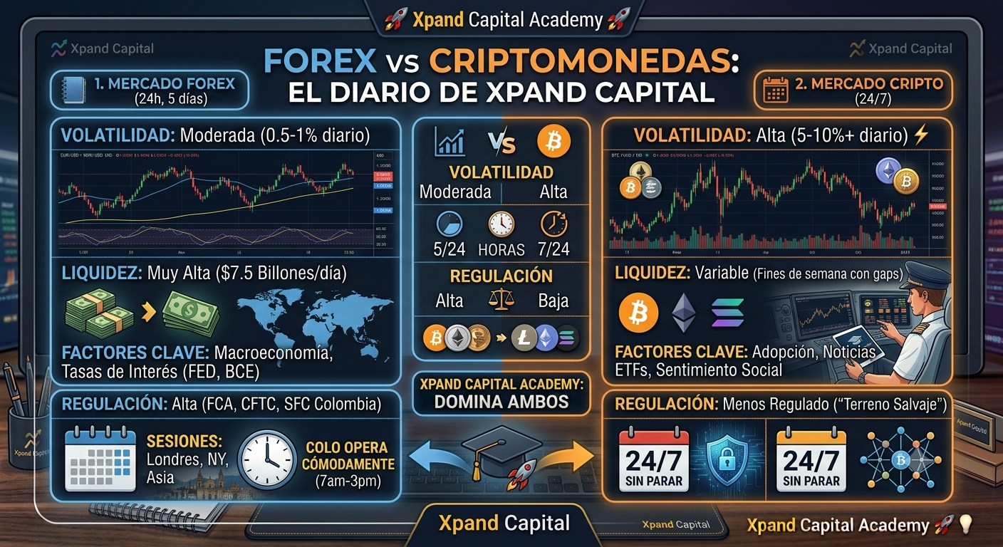 Trading de Criptomonedas vs Forex: Diferencias Clave